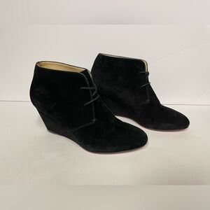 Christian Louboutin Black Suede Ankle Booties wedge 37